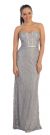 Strapless Sweetheart Neck Long Lace Formal Bridesmaid Dress in Silver